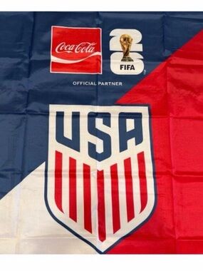 Coca-Cola FIFA World Cup USA Shield LOGO Banner - Red, White, Navy